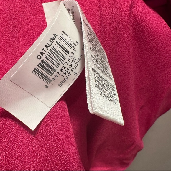 Dress The Population NWT Catalina Dress Bright Fuchsia VNeck Fit & Flare Midi S - Picture 11 of 16